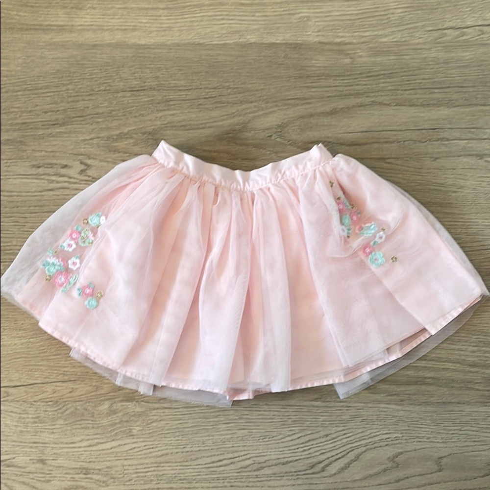Carter's Pink Floral Embroidered Tulle Tutu Skirt - 3T